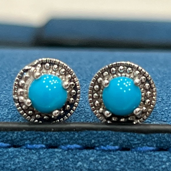 Arizona Sleeping Beauty Sterling Silver Stud Earrings - Picture 2 of 8